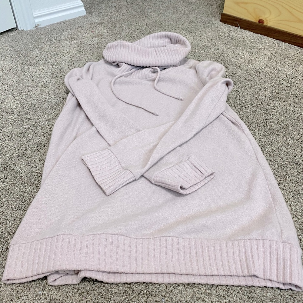Cozy, cowl-neck, mauve sweater